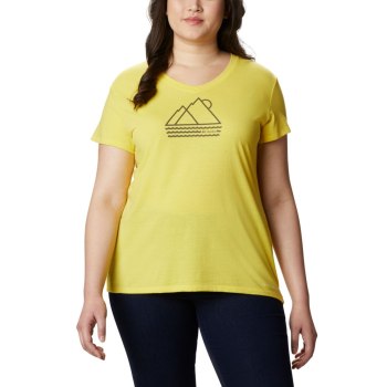 Columbia T-Shirt Dames, Solar Shield Graphic Plus Size Geel, 10ZHGCFXK